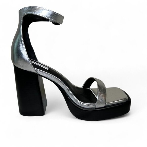 Rag & Bone Women's Silver Leather Matrix Platform Sandal, US 8, EU 38, NIB - Picture 12 of 14